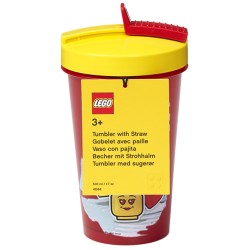 Czerwono-żółty kubek ze słomką Girl LEGO 500ml.