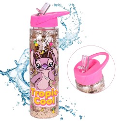 Andzia Lilo i Stitch Disney Plastikowa butelka/bidon ze słomką, transparentna 550ml