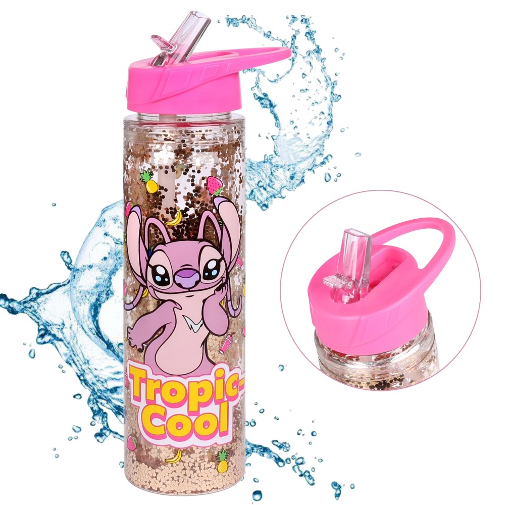 Andzia Lilo i Stitch Disney Plastikowa butelka/bidon ze słomką, transparentna 550ml