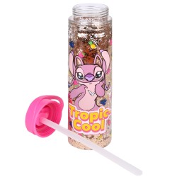 Andzia Lilo i Stitch Disney Plastikowa butelka/bidon ze słomką, transparentna 550ml