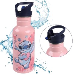 DISNEY Stitch stalowy bidon, różowa butelka z ustnikiem i rączką 500ml