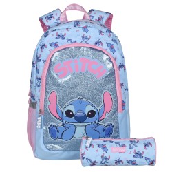 DISNEY Stitch Niebieski plecak dla dziewczynki, plecak szkolny + piórnik tuba 41x29x12 cm