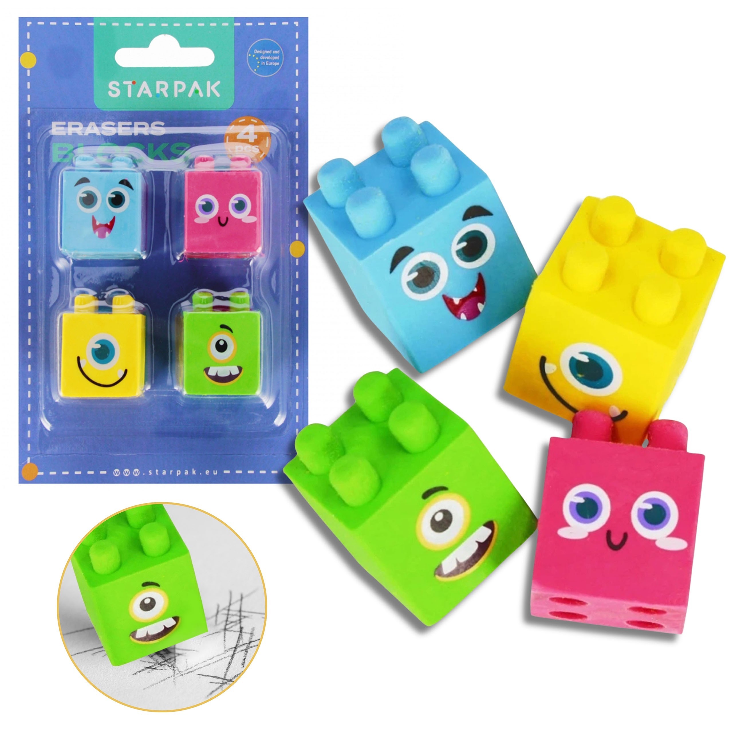 4x Gumka do mazania, klocki...