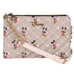 DISNEY Myszka Mickey Beżowa torebka, pikowana, złoty łańcuszek 24x15 cm