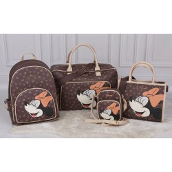 Disney Myszka Minnie Brązowy plecak skórzany, damski plecak miejski 34x24x12 cm