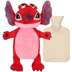 Leroy i Stitch Czerwony termofor z miękką poszewką, pluszowy, naturalny kauczuk 750 ml