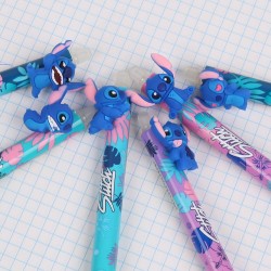 DISNEY Stitch Długopis żelowy z losowym wzorem, długopis ścieralny automatyczny, niebieski tusz, biurowy, szkolny 0,5mm