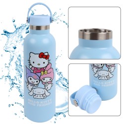 Hello Kitty And Friends stalowy, zakręcany bidon, butelka termiczna, TERMOS 700ml