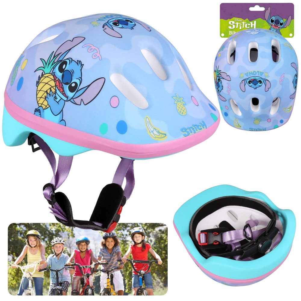 DISNEY Stitch Niebieski kask rowerowy dla dzieci, dziewczęcy, regulowany 44-48 cm