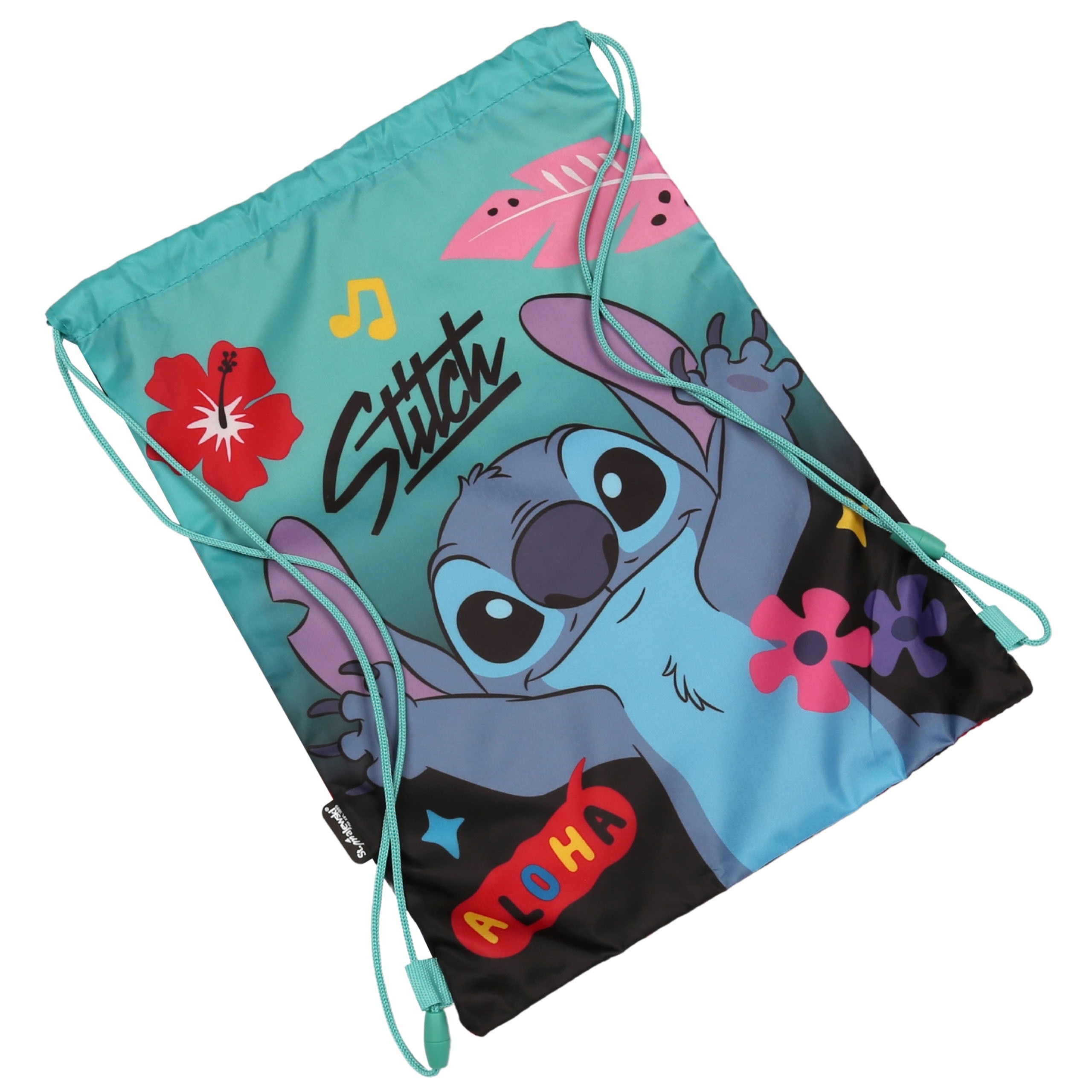 DISNEY Stitch Dziecięcy worek na buty NA WF, worek szkolny na ramię dla dziewczynki Workoplecak 31x42 cm