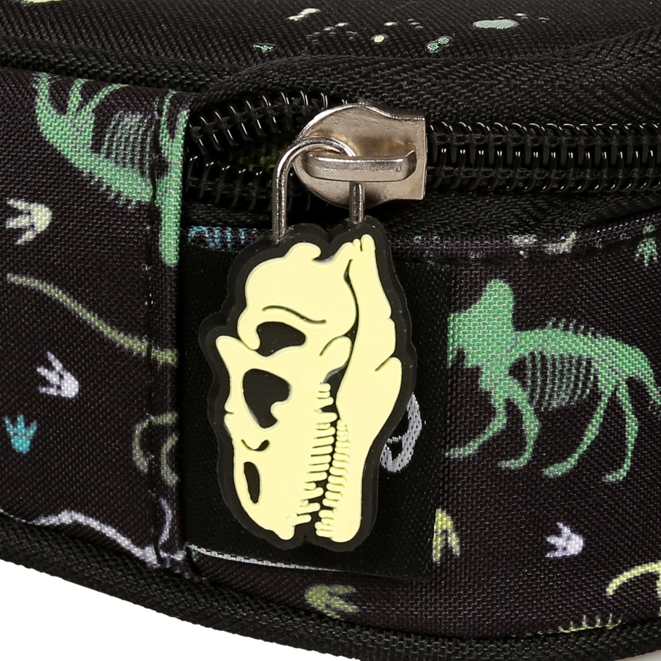 DINOZAURY Czarny, KOMOROWY piórnik szkolny dla chłopca, saszetka NA PRZYBORY do szkoły  5x21x9cm