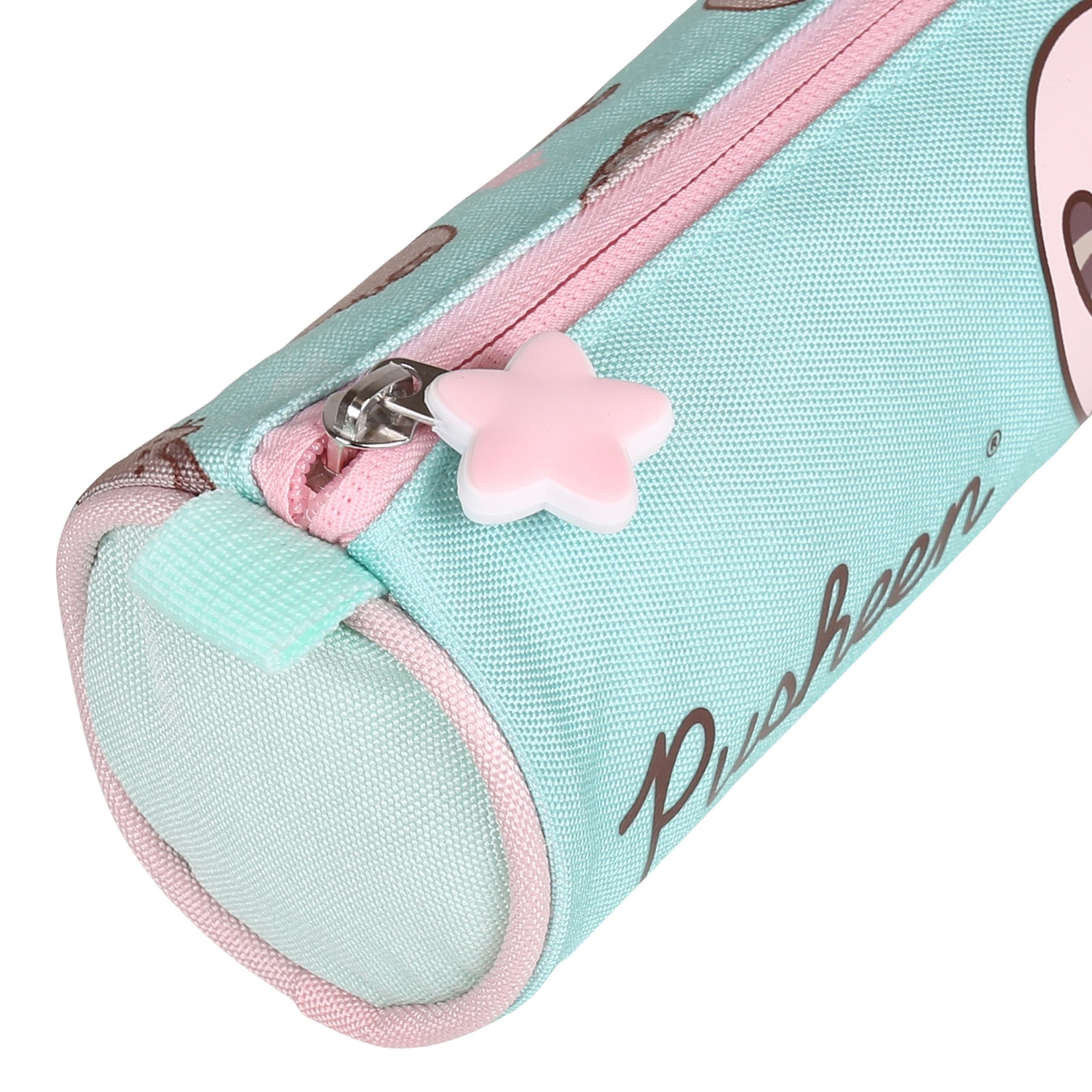 Pusheen Miętowy piórnik szkolny dla dziewczynki, TUBA, saszetka na przybory szkolne 22x8x8cm