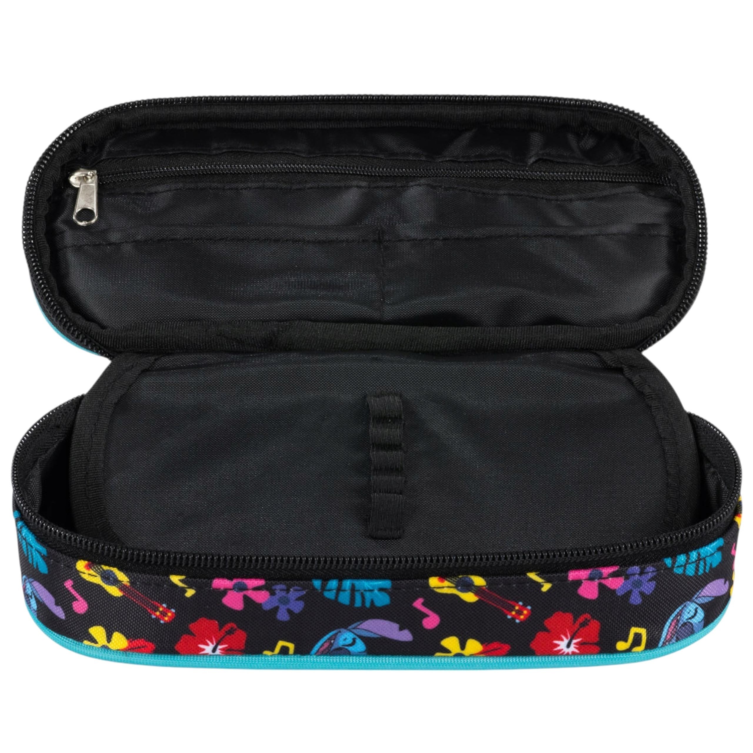 DISNEY Stitch Miętowo-czarny KOMOROWY piórnik szkolny, saszetka dla dziewczynki 5x20x9cm