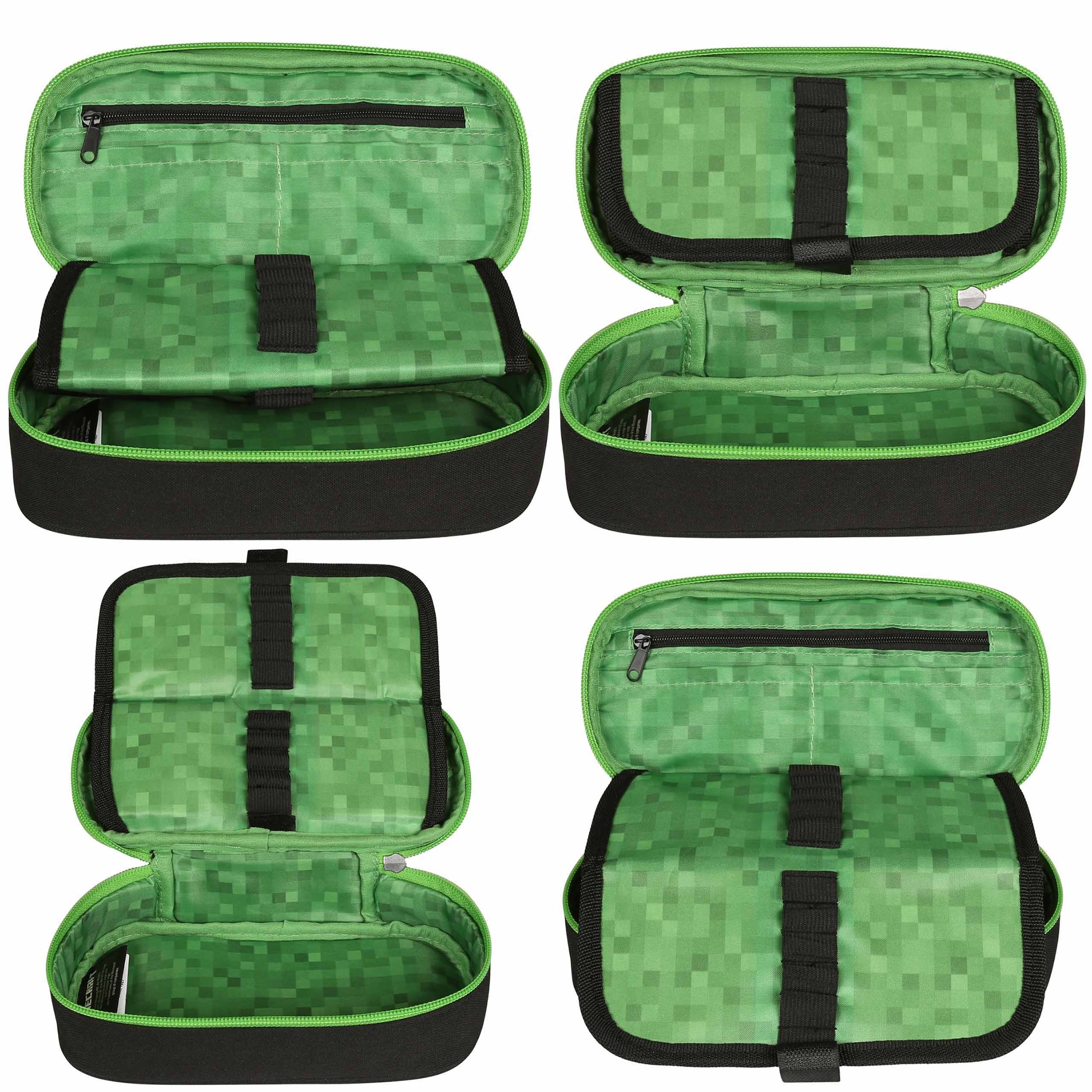 Minecraft Czarny KOMOROWY piórnik szkolny DLA GRACZA, saszetka OWAL dla chłopca 5x21x10cm