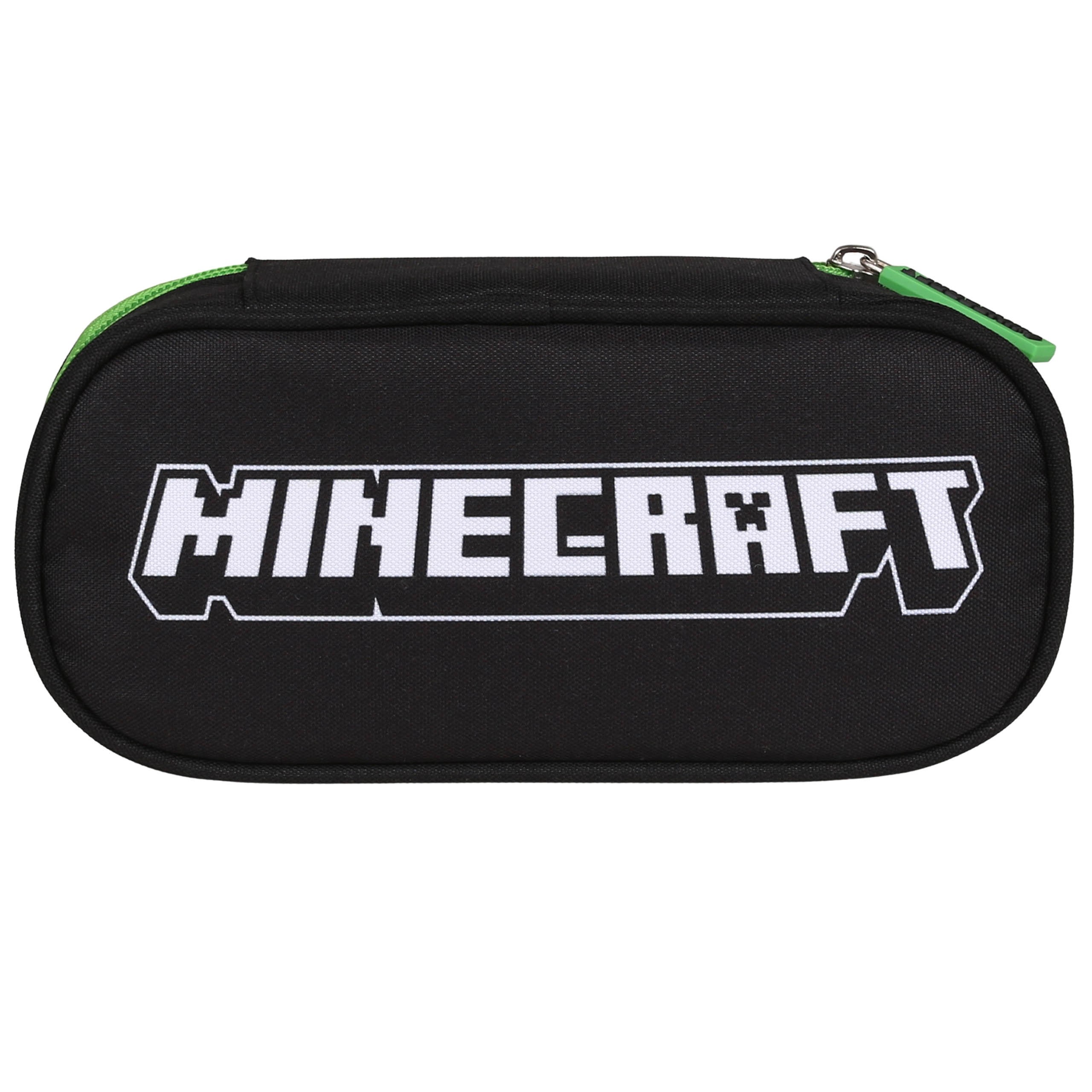 Minecraft Czarny KOMOROWY piórnik szkolny DLA GRACZA, saszetka OWAL dla chłopca 5x21x10cm