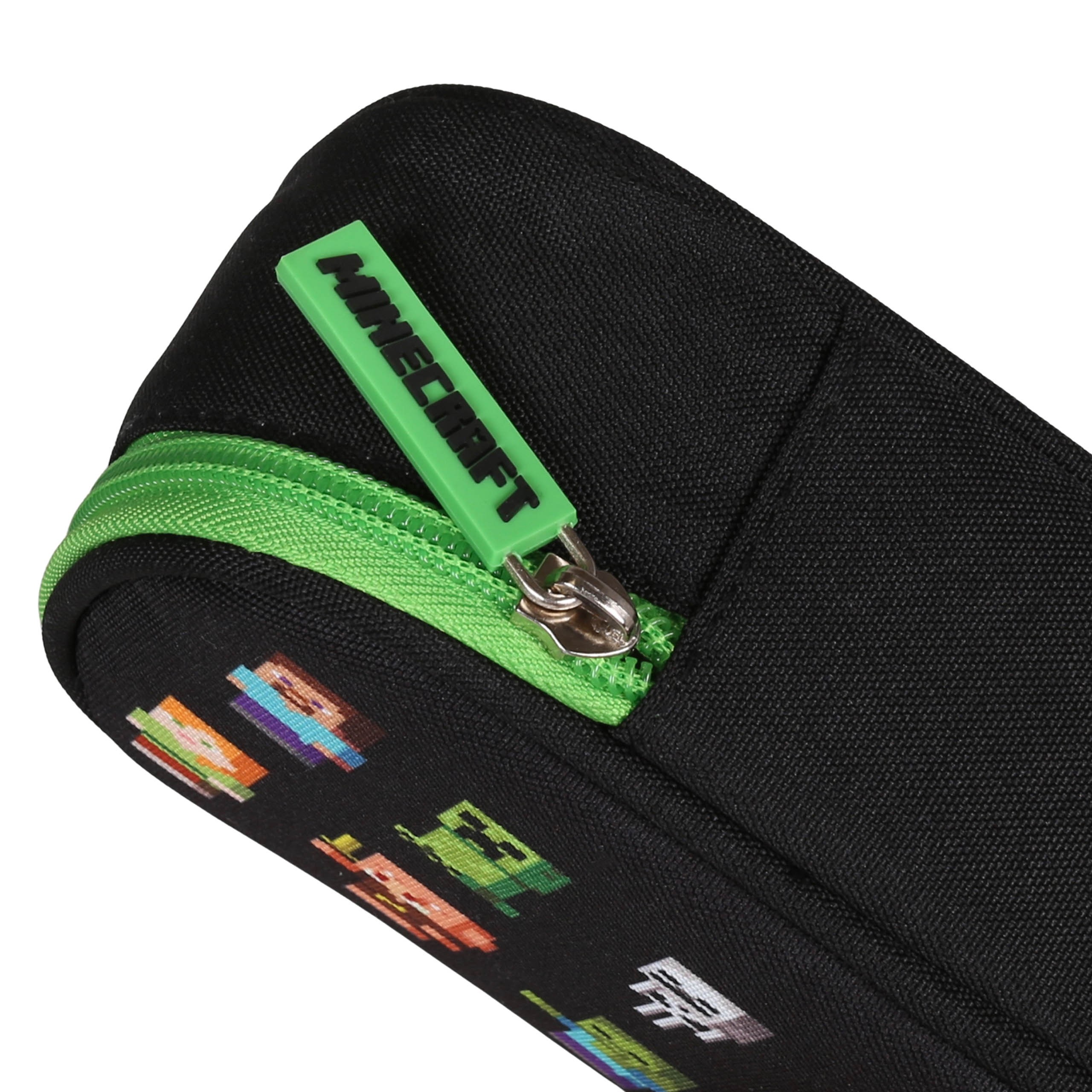 Minecraft Czarny KOMOROWY piórnik szkolny DLA GRACZA, saszetka OWAL dla chłopca 5x21x10cm