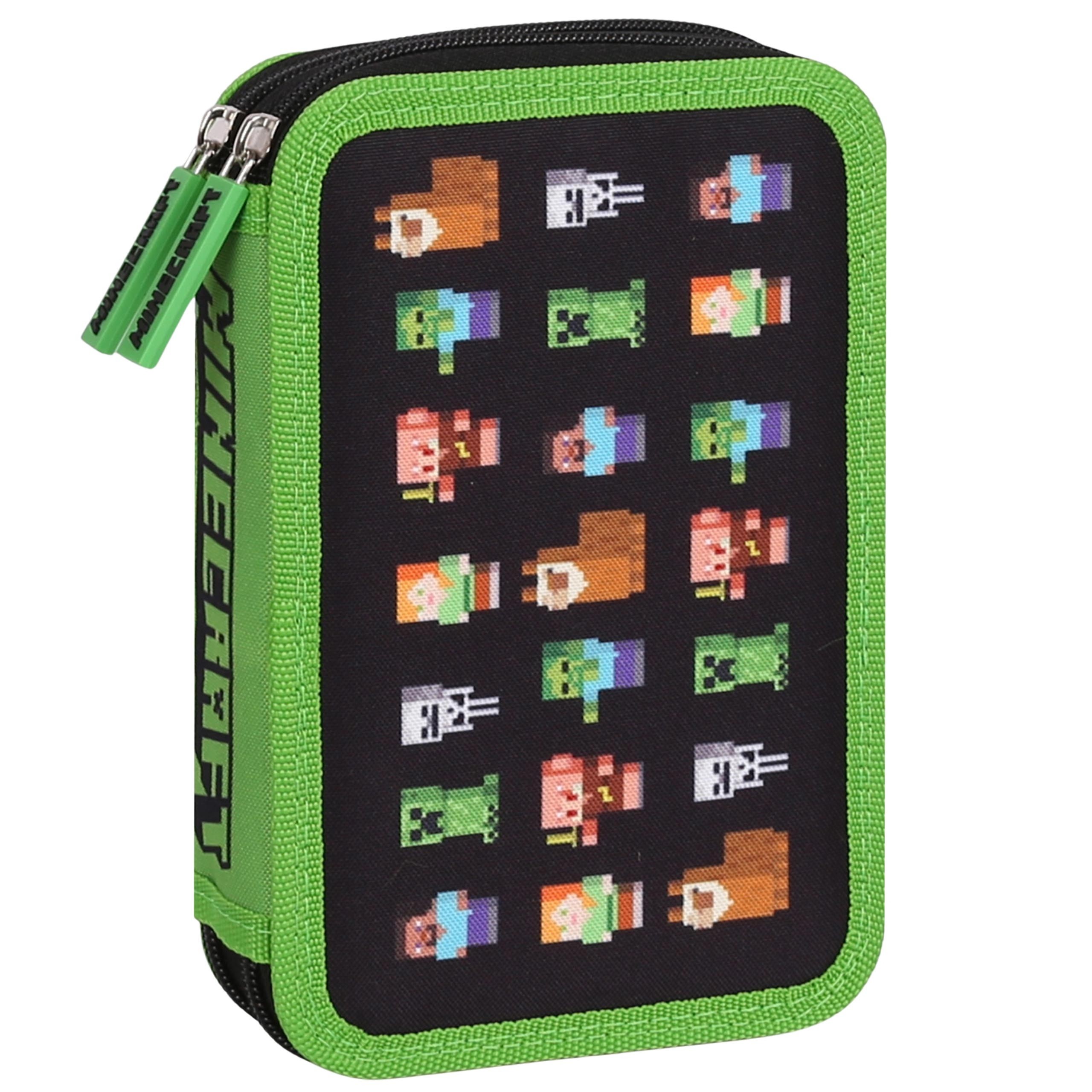 Minecraft Piórnik DWUKLAPOWY bez wyposażenia DLA GRACZA, ROZKŁADANY piórnik szkolny dla chłopca