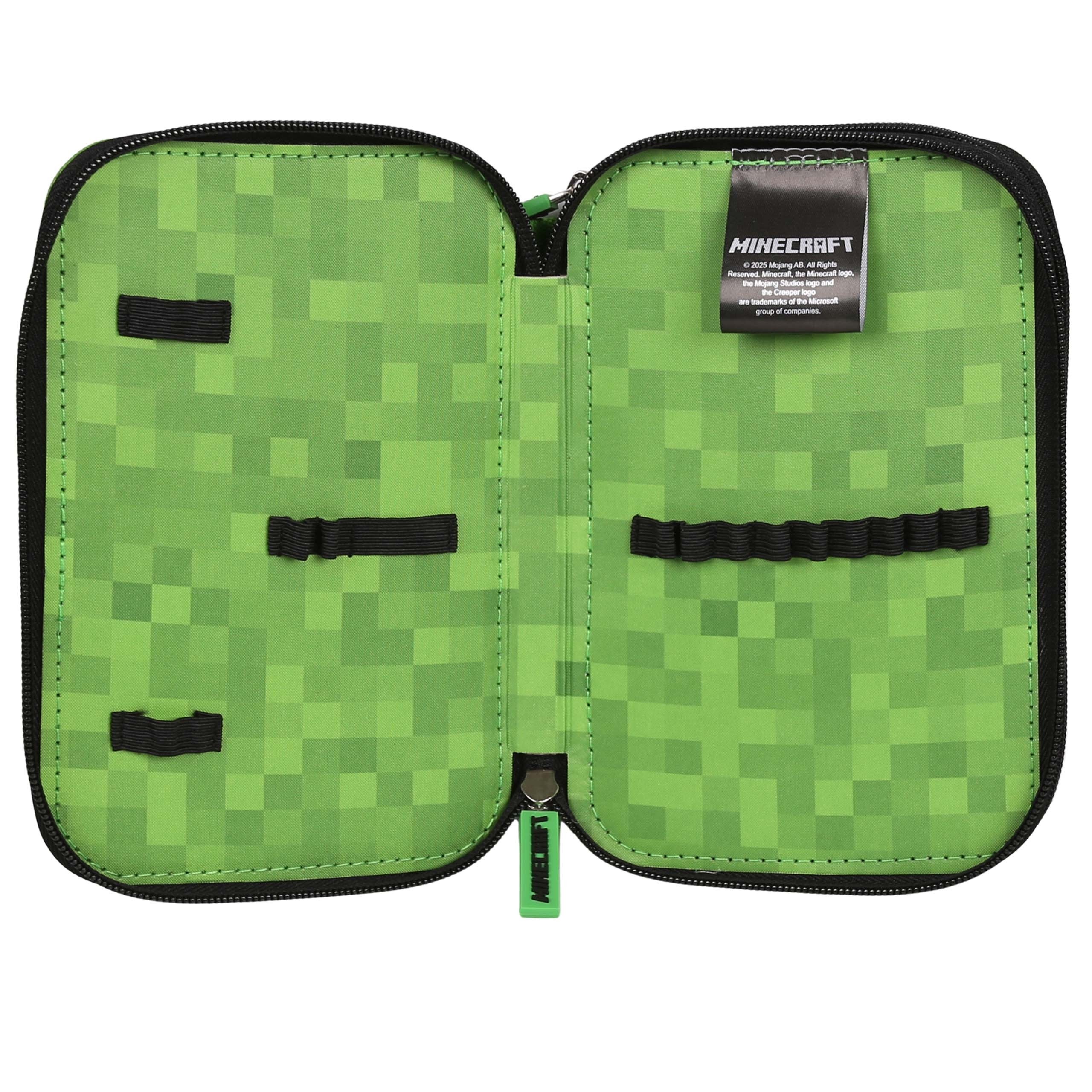 Minecraft Piórnik DWUKLAPOWY bez wyposażenia DLA GRACZA, ROZKŁADANY piórnik szkolny dla chłopca