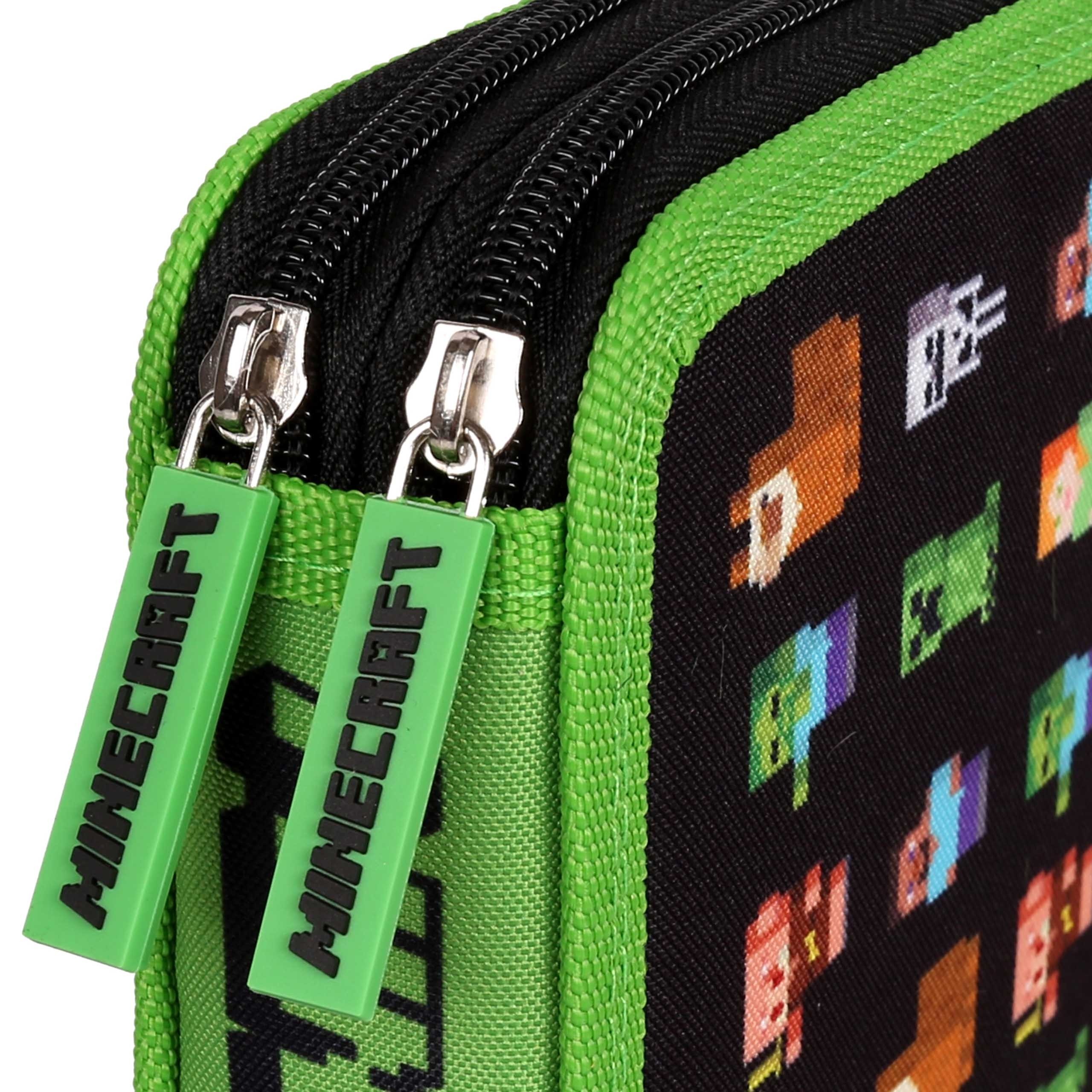 Minecraft Piórnik DWUKLAPOWY bez wyposażenia DLA GRACZA, ROZKŁADANY piórnik szkolny dla chłopca