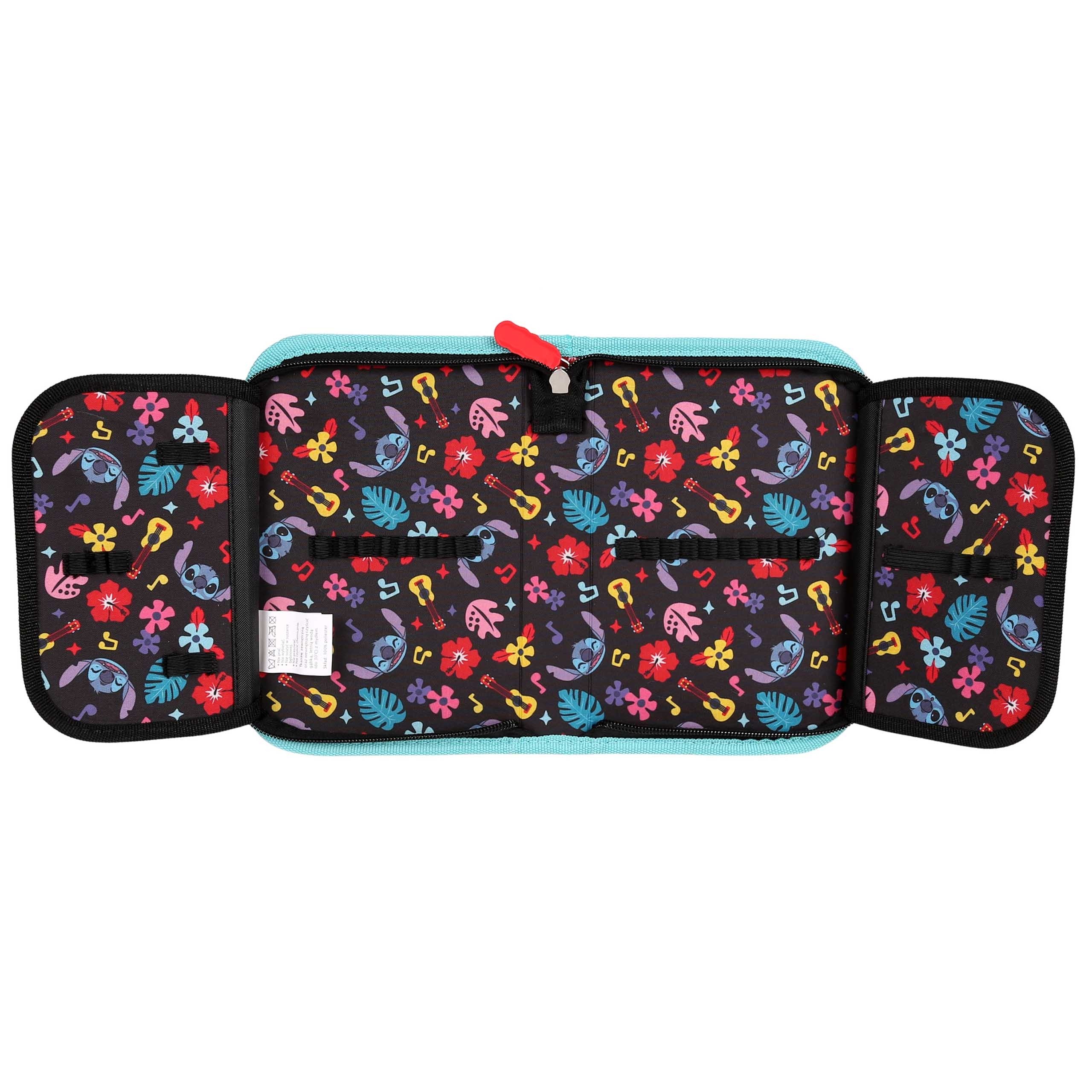 DISNEY Stitch Miętowy piórnik DWUKLAPOWY bez wyposażenia, ROZKŁADANY piórnik szkolny dla dziewczynki