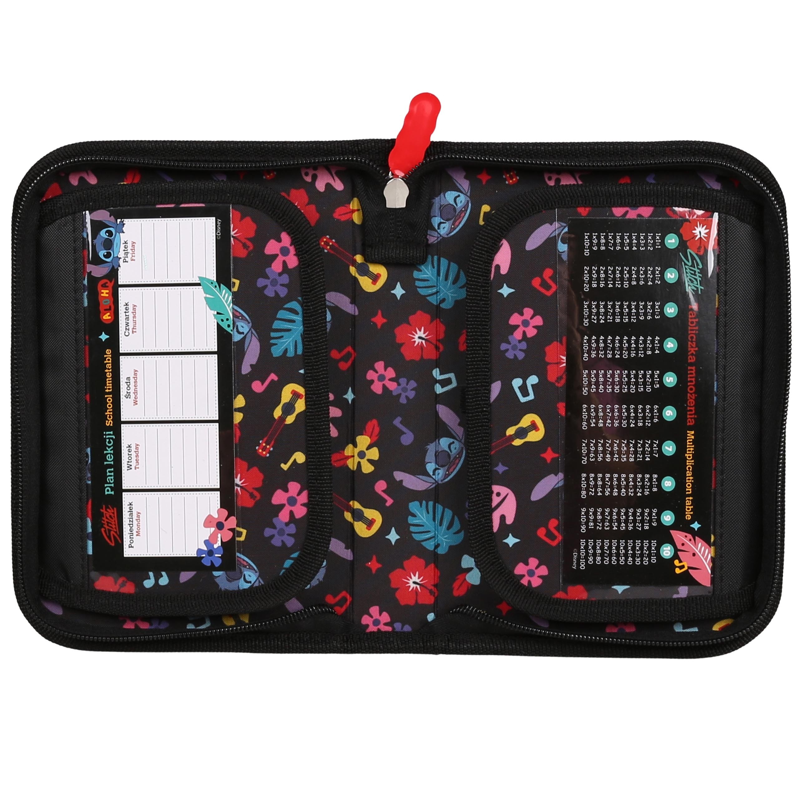 DISNEY Stitch ALOHA Piórnik DWUKLAPOWY bez wyposażenia, ROZKŁADANY piórnik szkolny dla dziewczynki