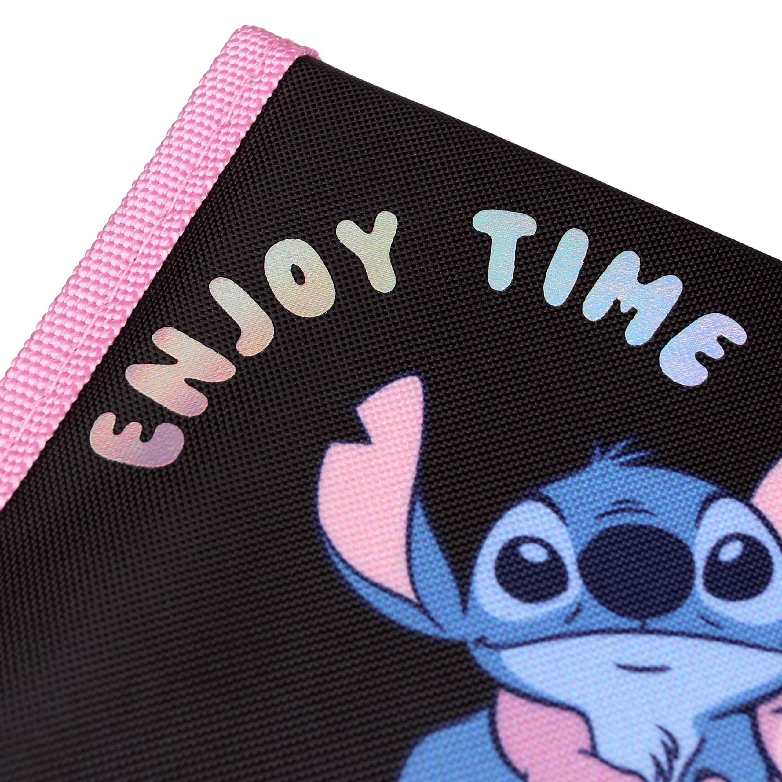 DISNEY Stitch Czarno-różowy piórnik dwuklapowy bez wyposażenia, ROZKŁADANY piórnik szkolny dla dziewczynki