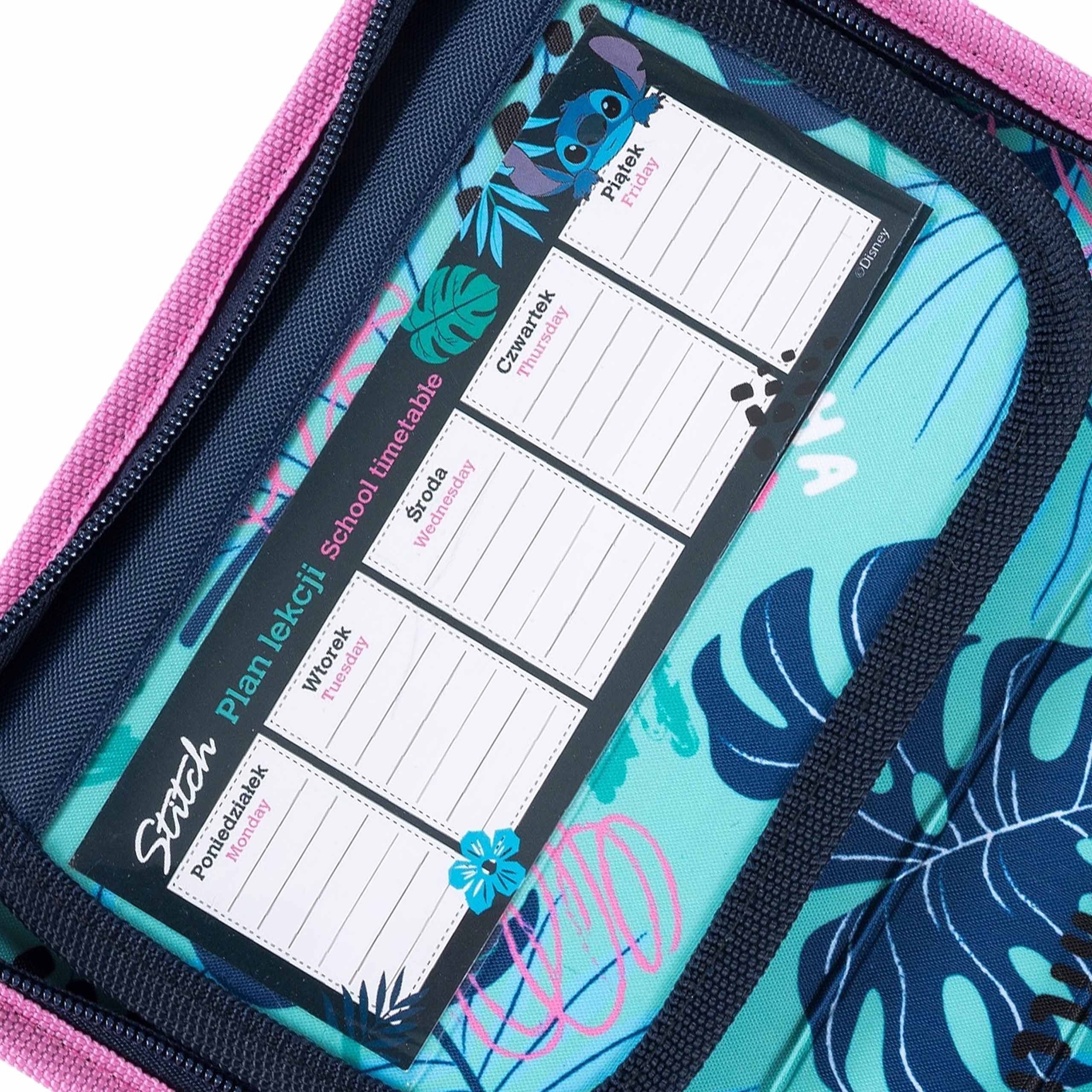 DISNEY Stitch Miętowo-różowy piórnik dwuklapowy bez wyposażenia, ROZKŁADANY piórnik szkolny dla dziewczynki