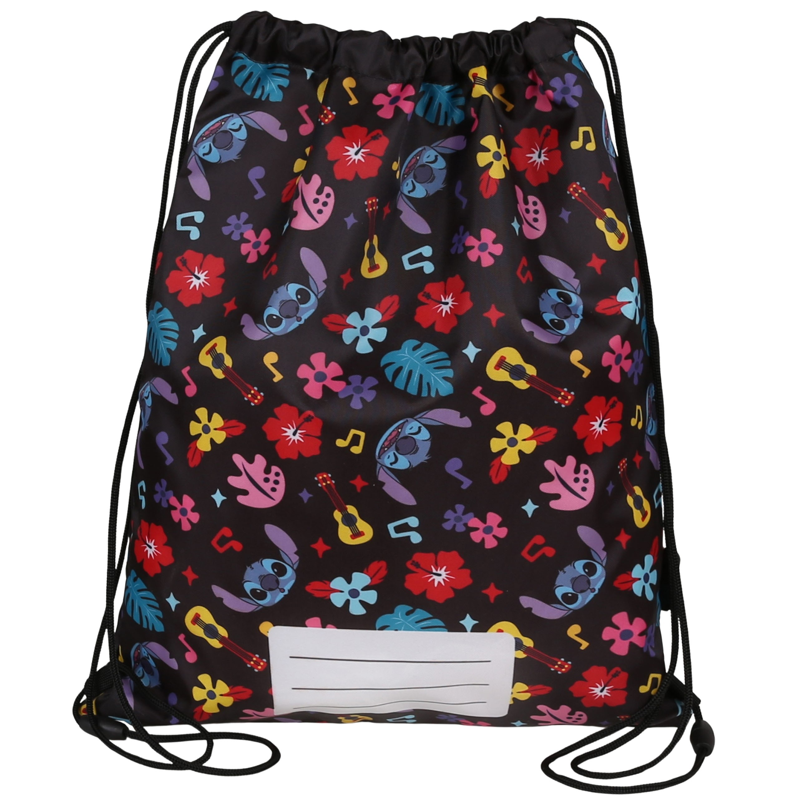 DISNEY Stitch ALOHA Dziecięcy, czarny worek na buty NA WF, worek szkolny na ramię dla dzieci Workoplecak 31x42 cm