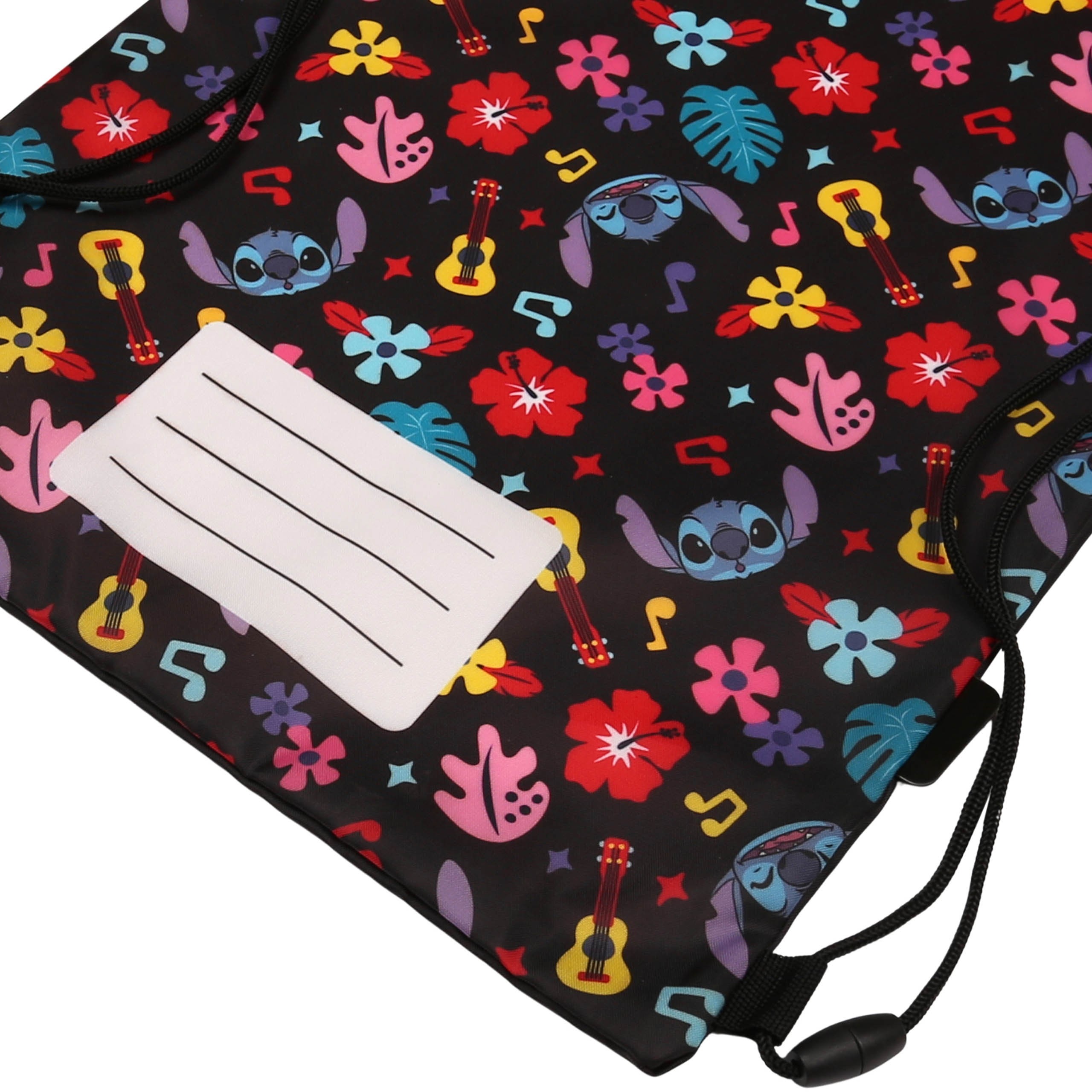 DISNEY Stitch ALOHA Dziecięcy, czarny worek na buty NA WF, worek szkolny na ramię dla dzieci Workoplecak 31x42 cm