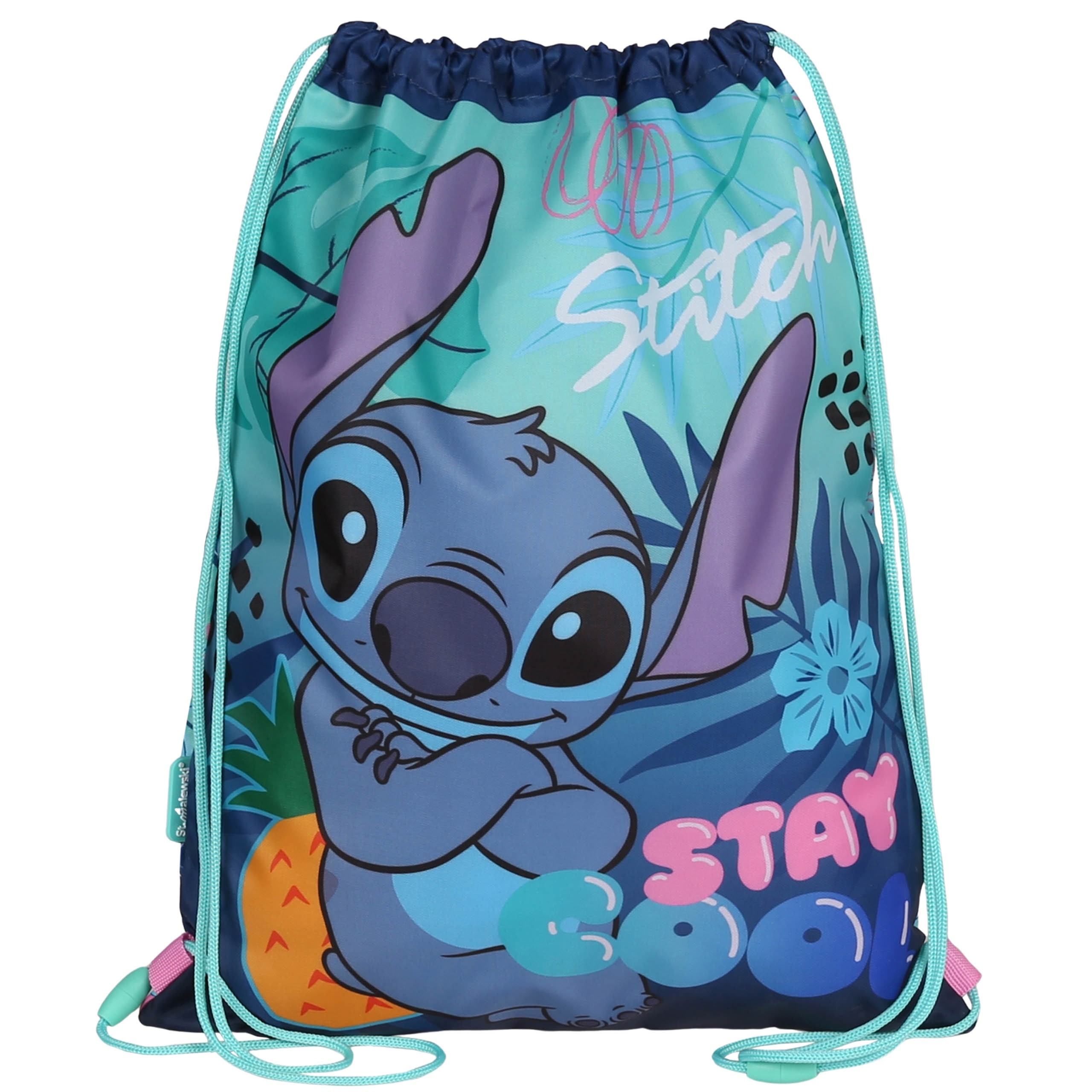 DISNEY Stitch Kolorowy, dziecięcy worek na buty NA WF, worek szkolny na ramię dla dzieci Workoplecak 31x42 cm