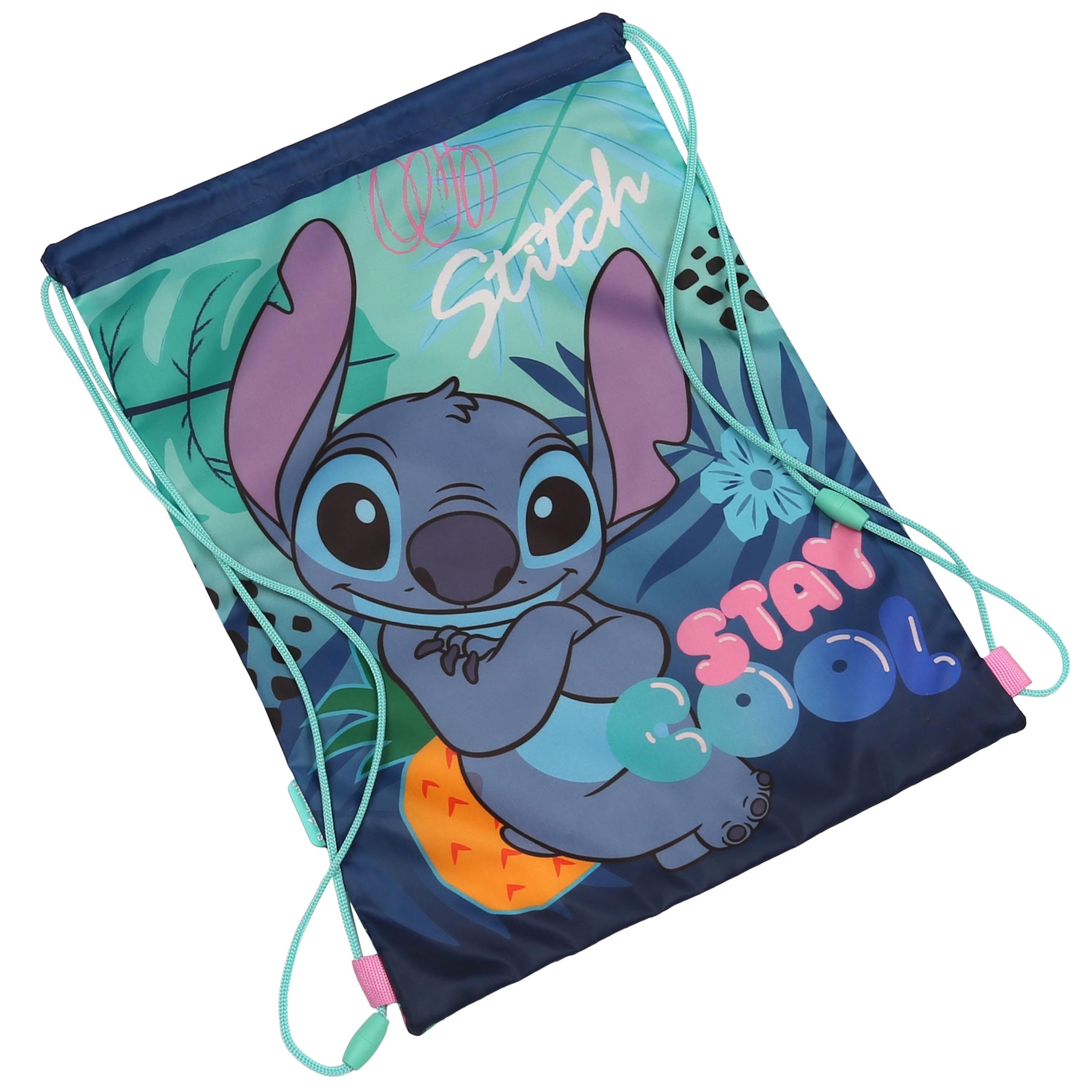 DISNEY Stitch Kolorowy, dziecięcy worek na buty NA WF, worek szkolny na ramię dla dzieci Workoplecak 31x42 cm
