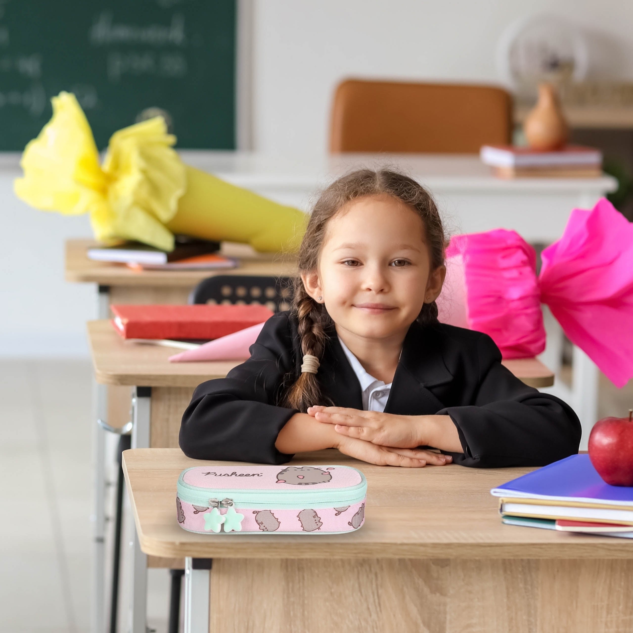 Pusheen Różowy KOMOROWY piórnik szkolny, saszetka dla dziewczynki 5x20x10cm