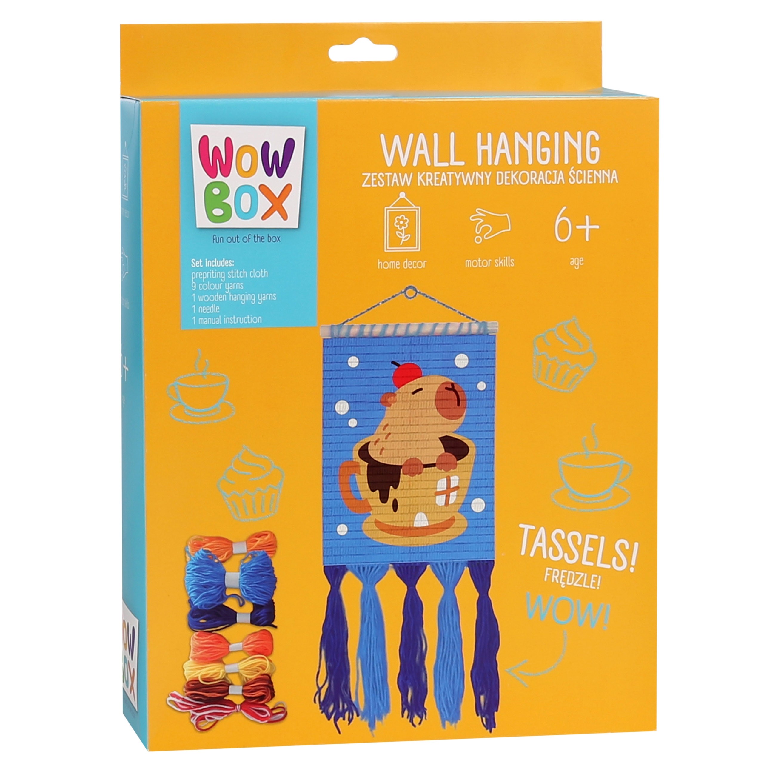 WOW BOX - Makrama KAPIBARA w fliżance, Zestaw kreatywny do haftowania, dekoracja ścienna DIY 6+