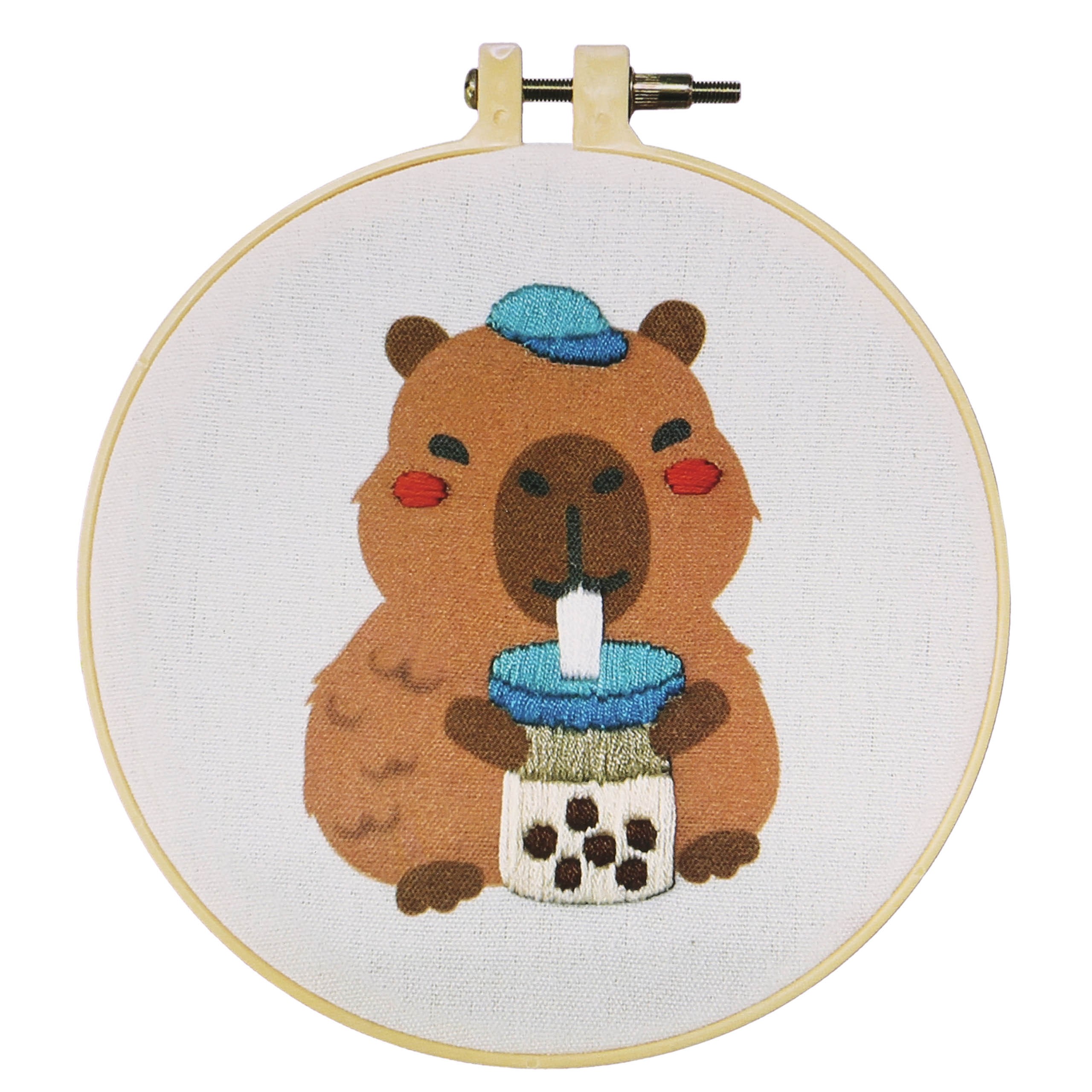 Wow Box - KAPIBARA Bubble Tea Zestaw do haftowania, zestaw kreatywny z tamborkiem 8+