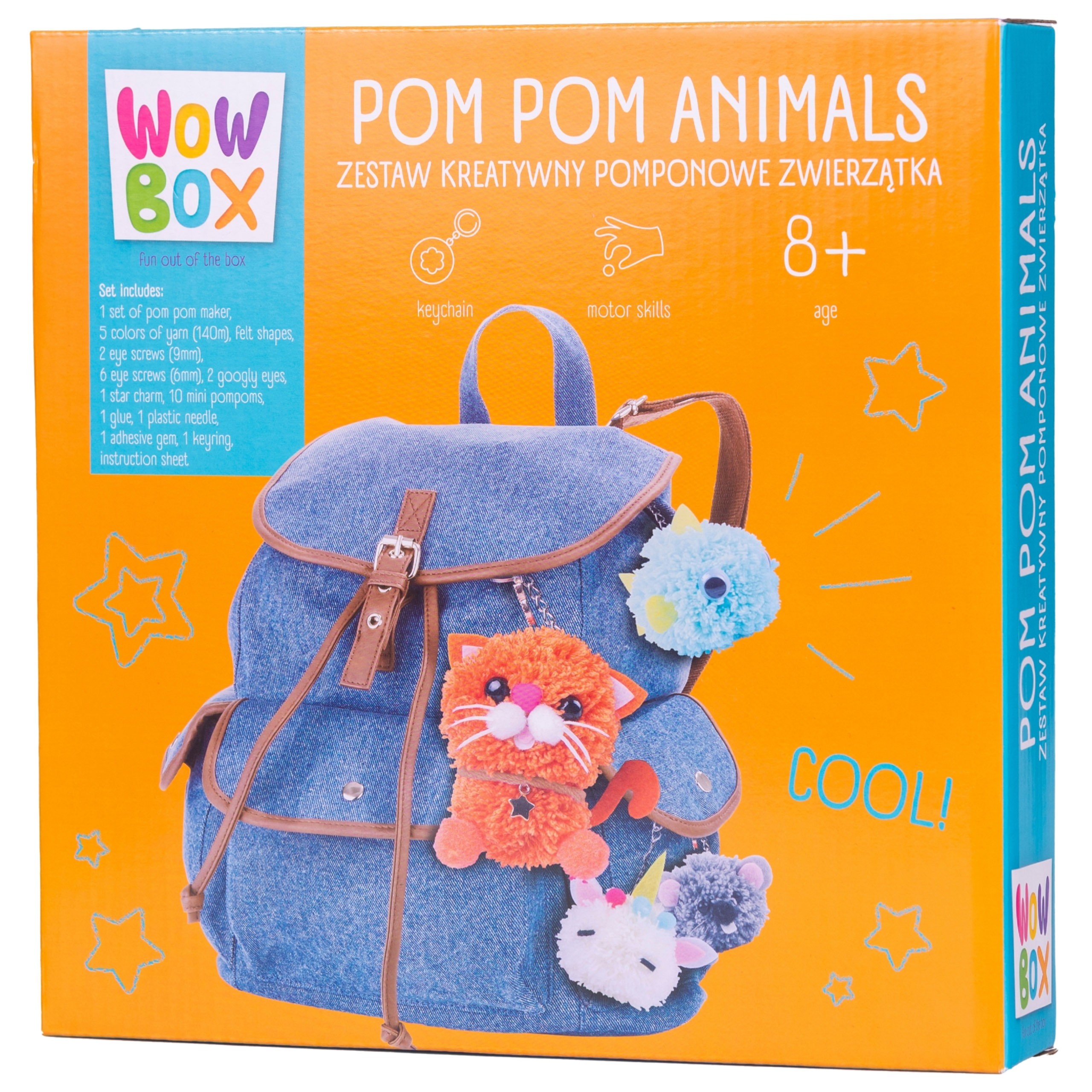 WOW Box Zestaw kreatywny POMPONOWE ZWIERZĄTKA DIY z włóczki 8+