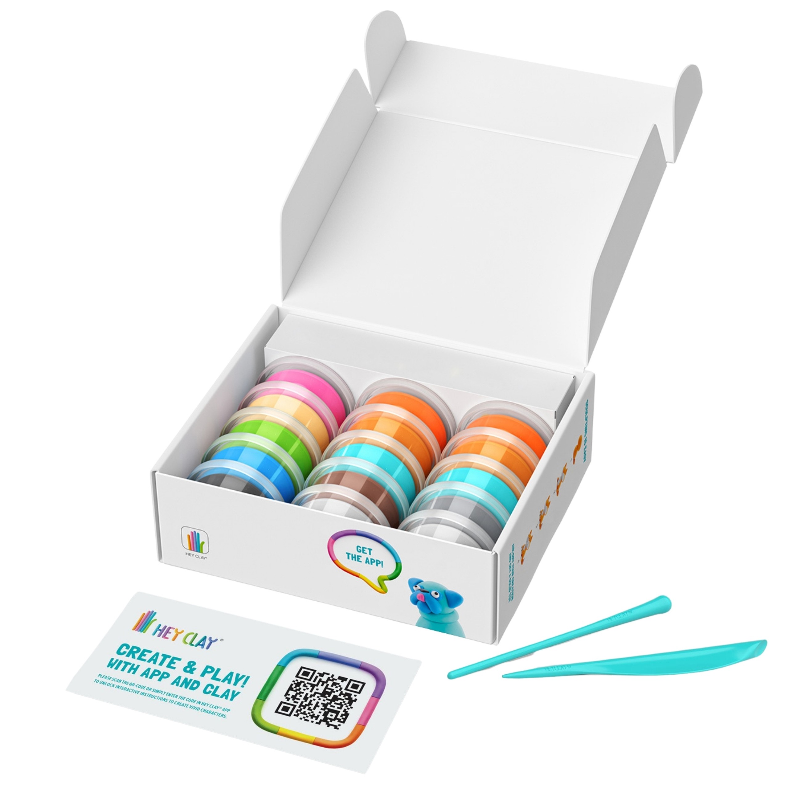Hey Clay Psy Masa plastyczna + akcesoria, kreatywna zabawa, 15 kolorów