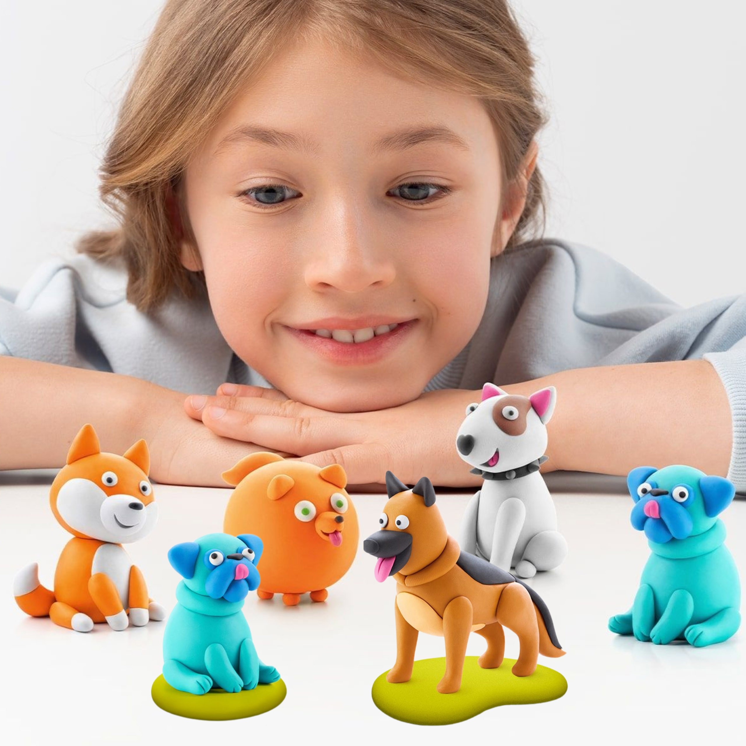 Hey Clay Psy Masa plastyczna + akcesoria, kreatywna zabawa, 15 kolorów