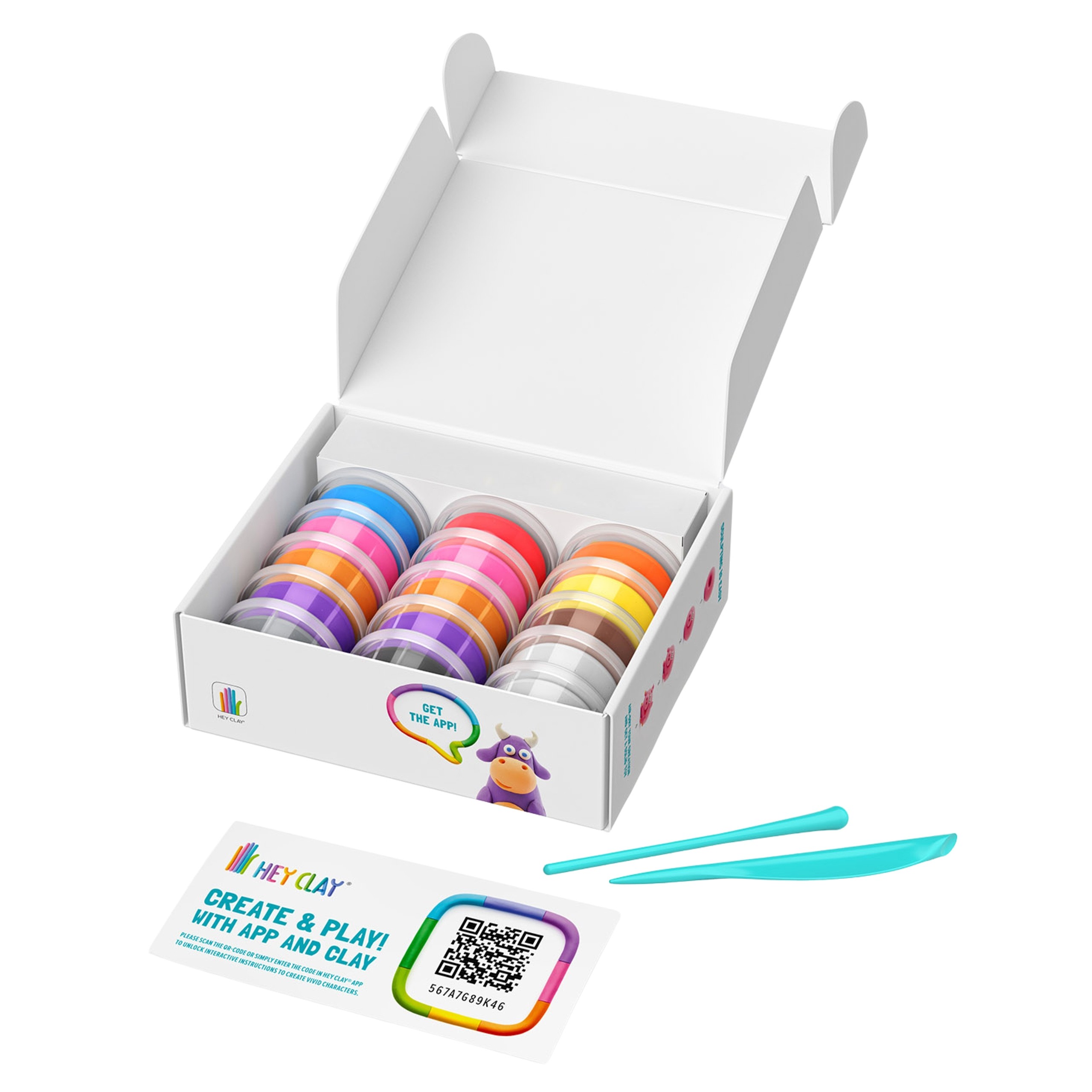 Hey Clay Zwierzęta Masa plastyczna do zabawy + akcesoria, ciastolina, 15 kolorów