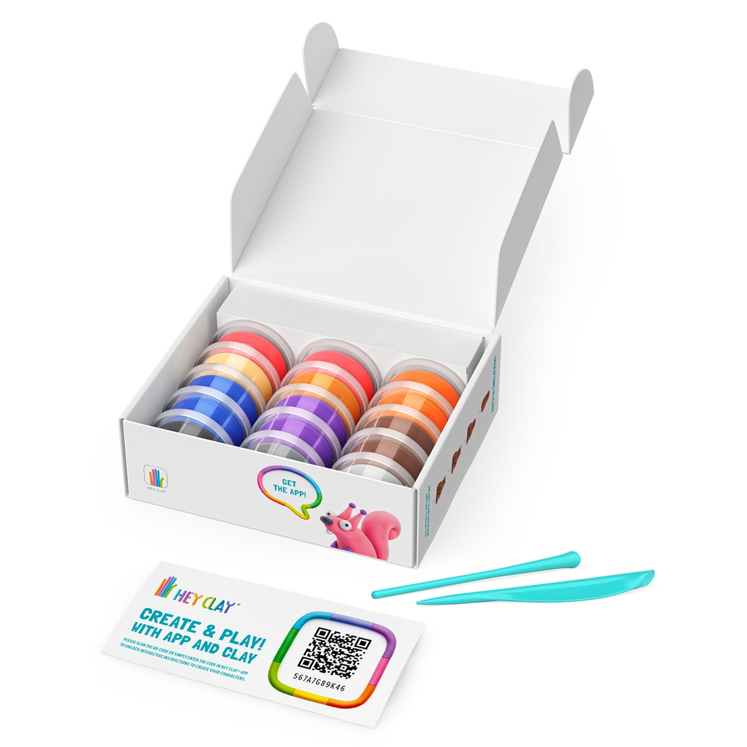 Hey Clay Zwierzęta leśne Masa plastyczna do zabawy + akcesoria, ciastolina, 15 kolorów