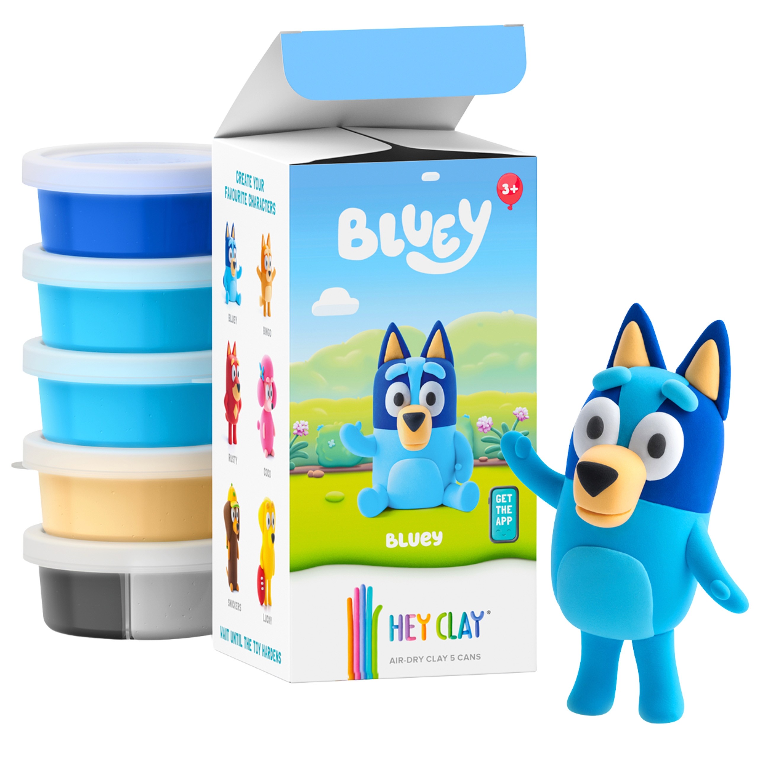 Hey Clay Bluey Masa plastyczna do zabawy dla dzieci + akcesoria, ciastolina, masa piankowa 5 kolorów 3+