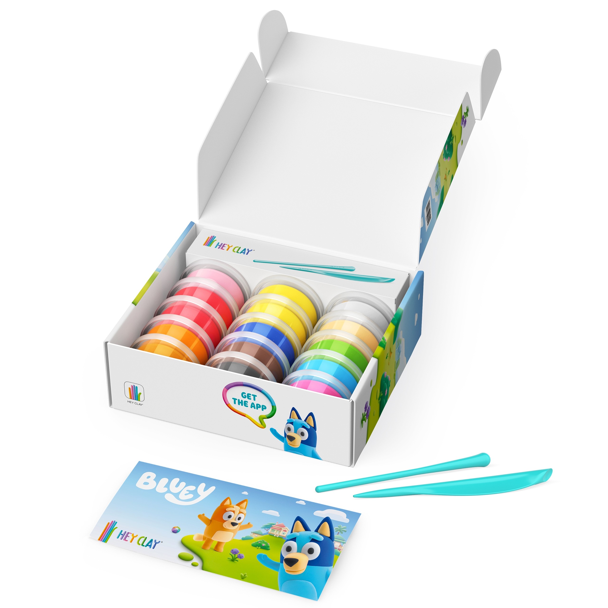 Hey Clay Bluey Masa plastyczna do zabawy dla dzieci + akcesoria, ciastolina, masa piankowa 13 kolorów 3+