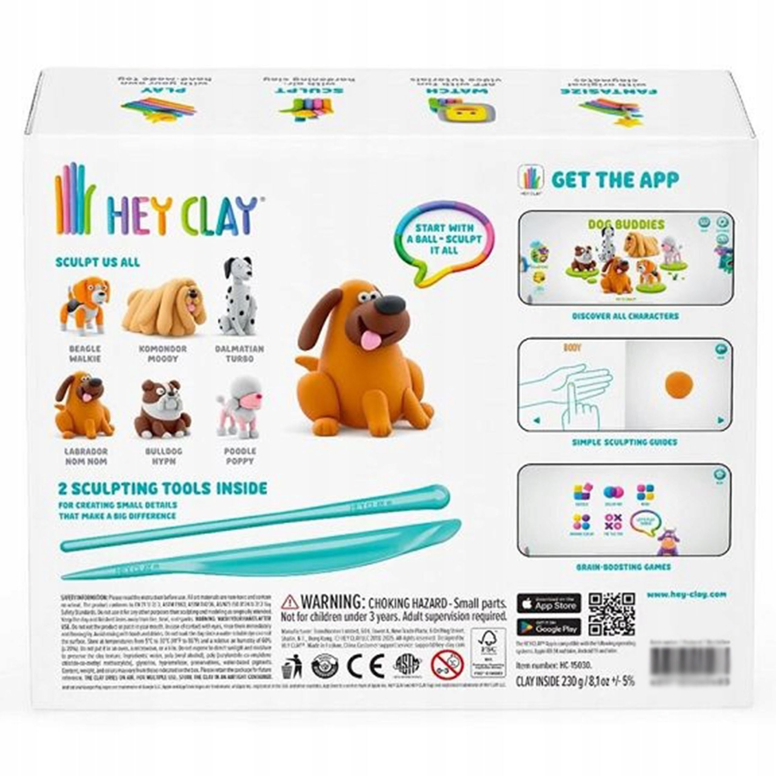 Hey Clay Psi przyjaciele, PSY Masa plastyczna do zabawy + akcesoria, ciastolina, 15 kolorów