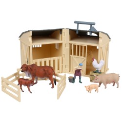 Collecta Bam Playset - Zestaw figurek zwierząt wiejskich, obora 3+