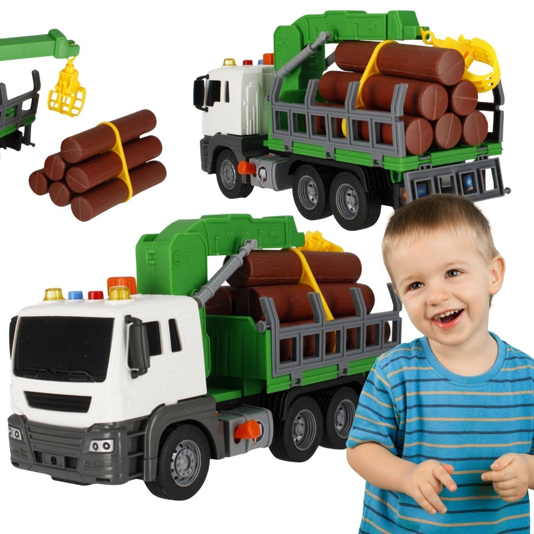 Dźwig z przyczepą i kłodami...