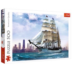 Puzzle 500 elementów-Żaglowiec na tle Chicago TREFL