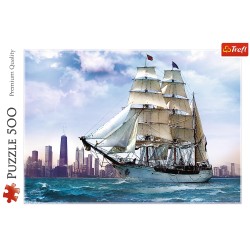 Puzzle 500 elementów-Żaglowiec na tle Chicago TREFL