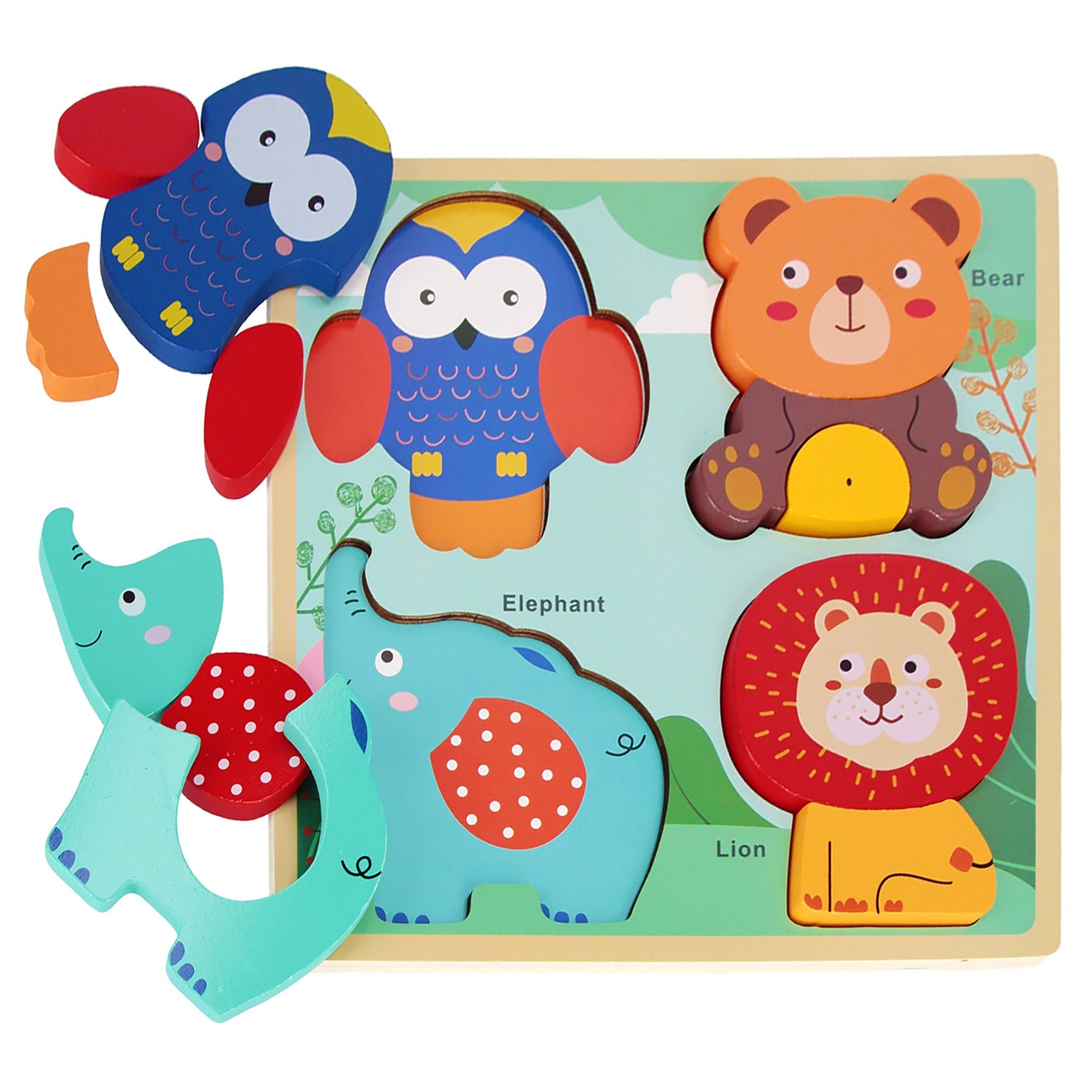 Drewniane puzzle, układanka...