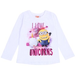 Biała bluzka I LOVE UNICORNS MINIONKI