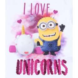 Biała bluzka I LOVE UNICORNS MINIONKI