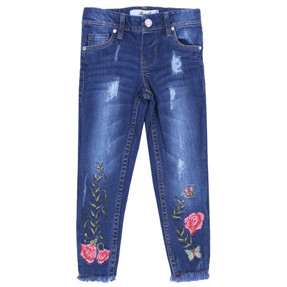 Spodnie jeansowe w róże DENIM CO